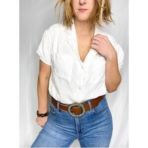 Linen Blend White Bodysuit